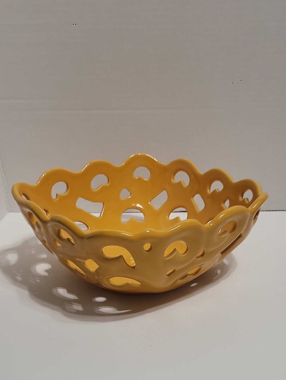 Tabletops Gallery Yellow Ceramic Cutout Serving Basket
